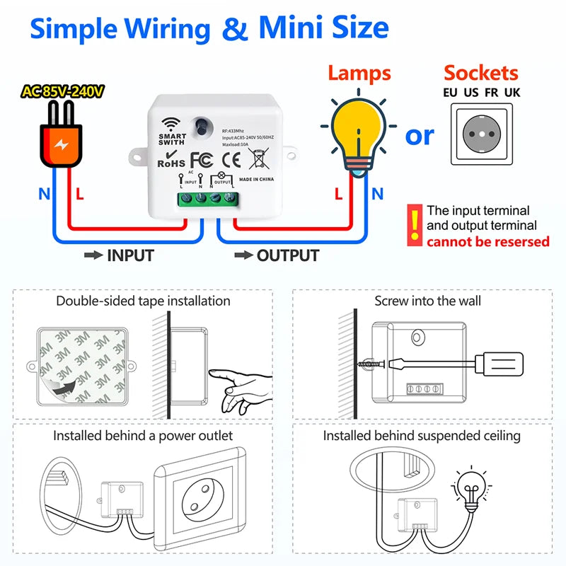 مفتاح التحكم اللاسلكي RF 433 MHz – وحدة للتحكم في الإضاءة بسهولة وبلا أسلاك