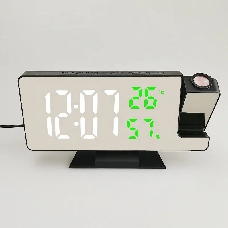 ساعة منبه رقمية ببروجكتور LED – شاشة رقمية + عرض الوقت على السقف/الحائط + منبه + شحن USB