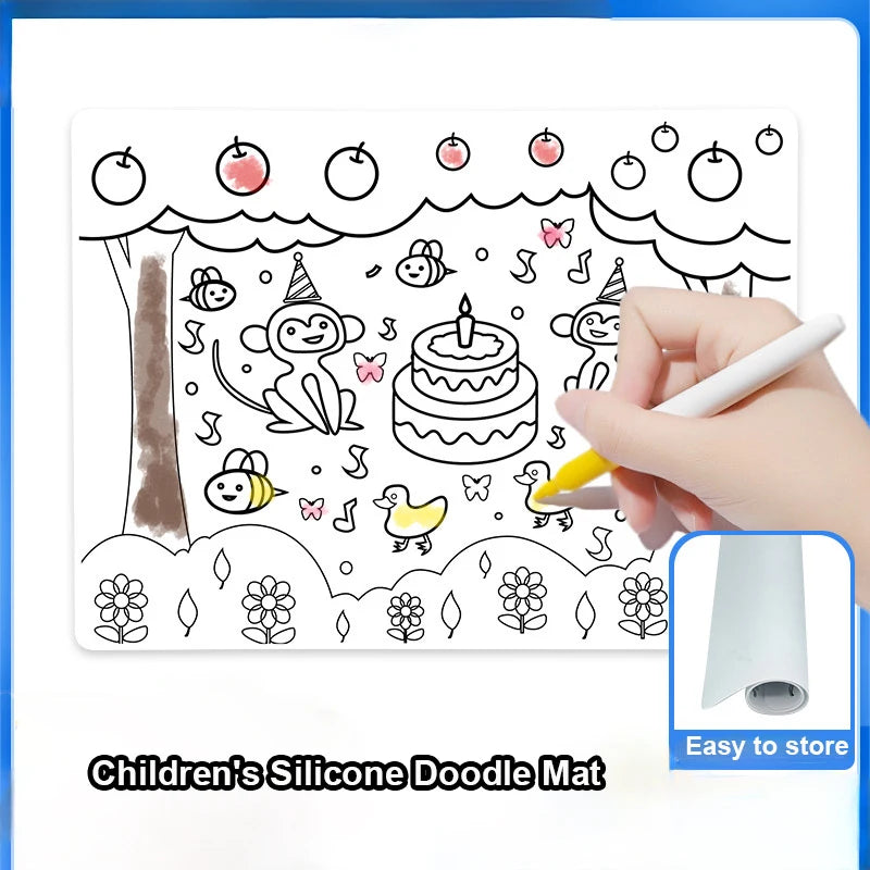 وح رسم للأطفال من السيليكون 100% خالي من BPA – حصيرة تلوين قابلة لإعادة الاستخدام