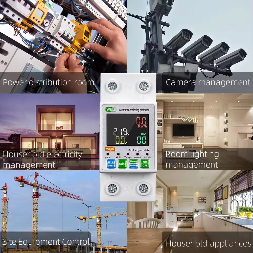 قاطع ذكي واي فاي 63A مع عدّاد طاقة – تحكم عن بُعد وحماية كهربائية